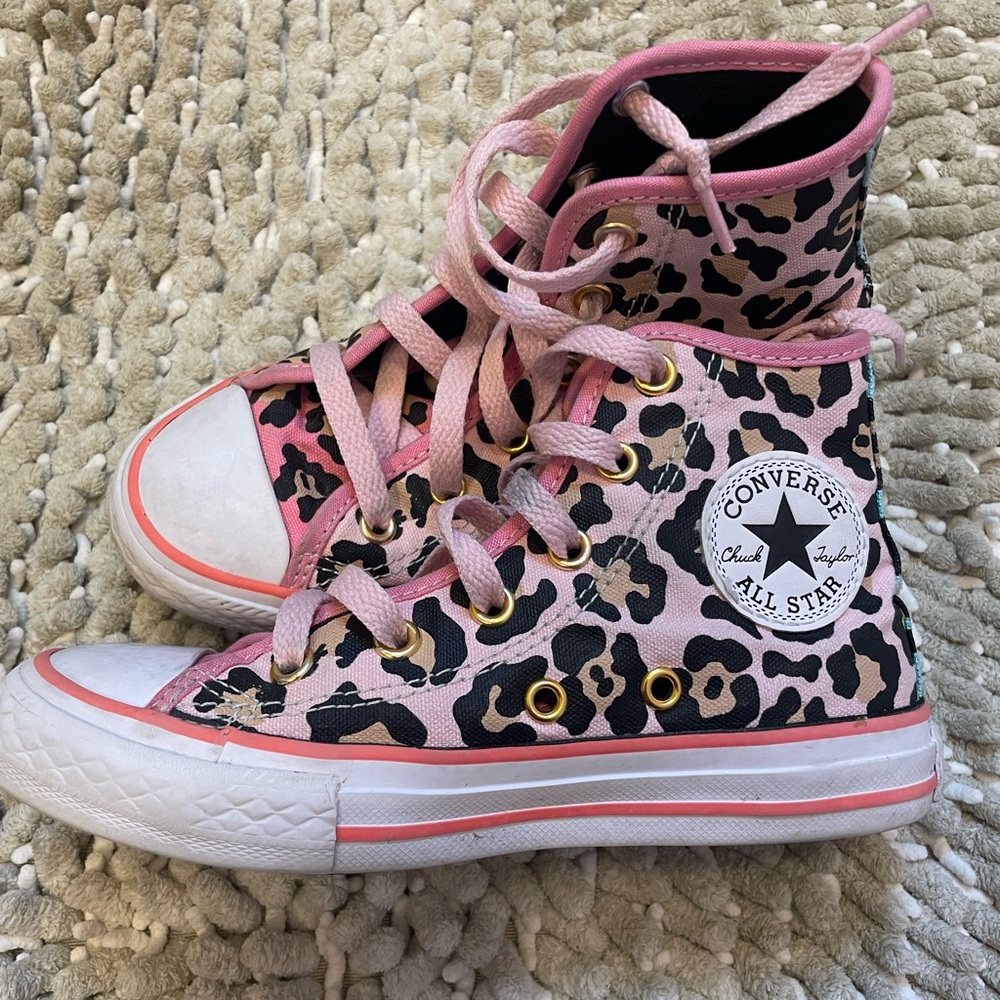 Converse Pink and Black Leopard Print High-Tops